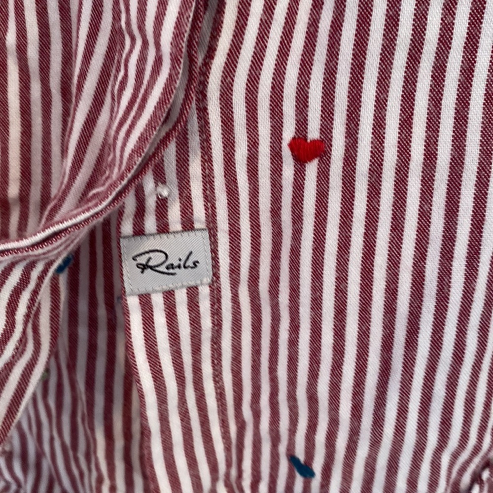 Rails Hearts & Stripes Button Down Shirt - image 4